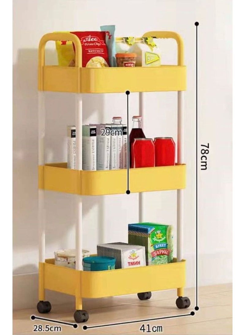 ALMUFARREJ 3-Tier Multipurpose Rolling Shelves Metal Cart Organizer yellow - Image 2