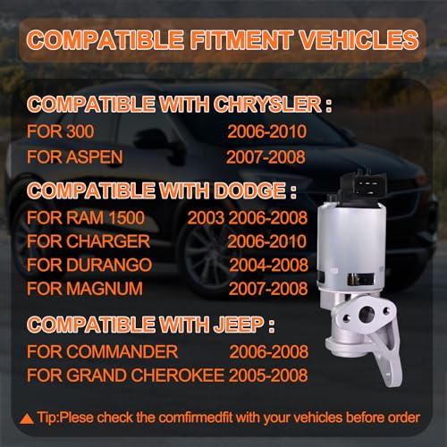 STZJAYE EGR Valve Replacement EGV827 Compatible with Chrysler 300 2006-2010,for Dodge Ram 1500 03 2006-2008,for Jeep Commander 2007-2008 5.7L, Automotive Exhaust Gas Recirculation Replacement 911-205 - Image 2