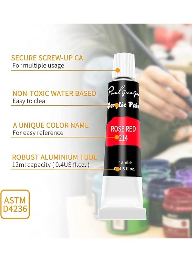 S2C Acrylic Paint Set 24 Colours - Non-Toxic Acrylic Paint Set for Kids & Adults, 12ml Tubes for Canvas, Wood & Fabric Painting - Art Supplies & Craft Supplies suitable for beginners & professionals - Image 3