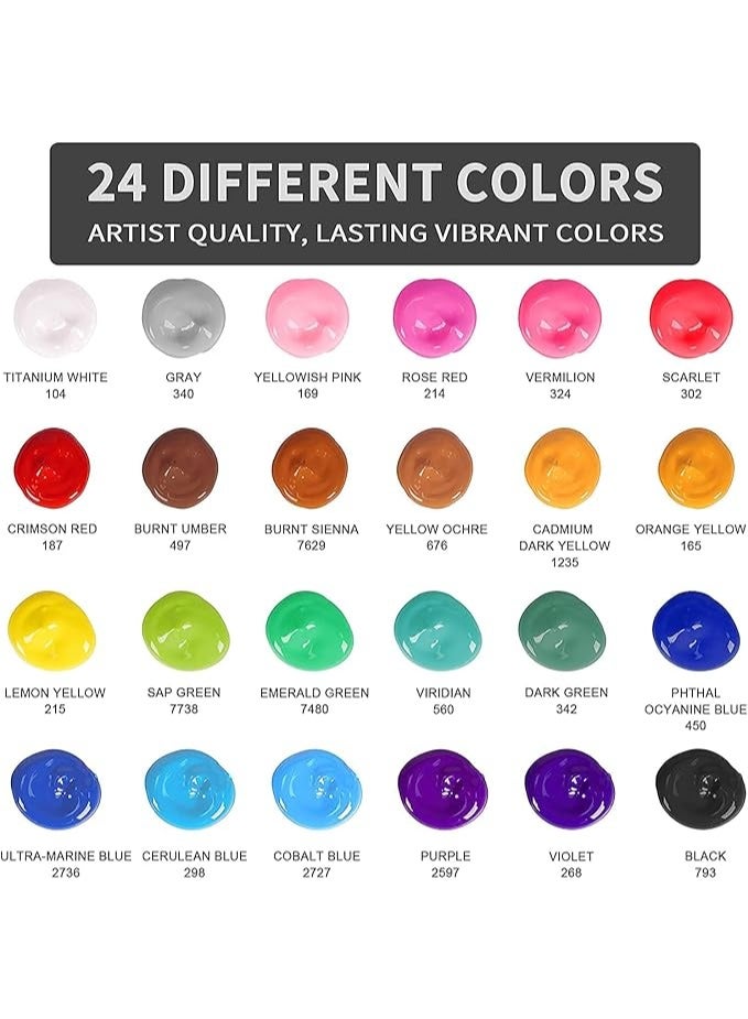 S2C Acrylic Paint Set 24 Colours - Non-Toxic Acrylic Paint Set for Kids & Adults, 12ml Tubes for Canvas, Wood & Fabric Painting - Art Supplies & Craft Supplies suitable for beginners & professionals - Image 4