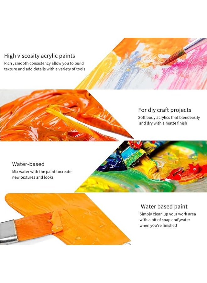 S2C Acrylic Paint Set 24 Colours - Non-Toxic Acrylic Paint Set for Kids & Adults, 12ml Tubes for Canvas, Wood & Fabric Painting - Art Supplies & Craft Supplies suitable for beginners & professionals - Image 2