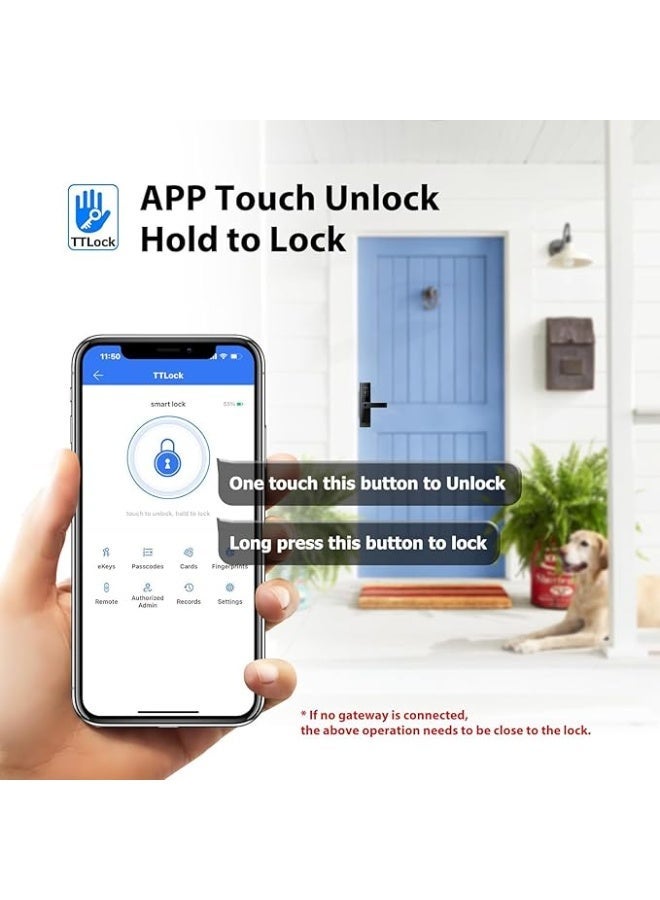 رازوفيوس قفل باب ذكي للدخول ببصمة الإصبع، بلوتوث بدون مفتاح مع تطبيق مجاني وبطاقة إلكترونية ورمز مضاد للصفير، متوافق مع اليكسا (يحتاج إلى بوابة إضافية)، تحكم بتطبيق تي تي لوك للمنزل والمكتب والشقة من رازوفيوس - Image 5