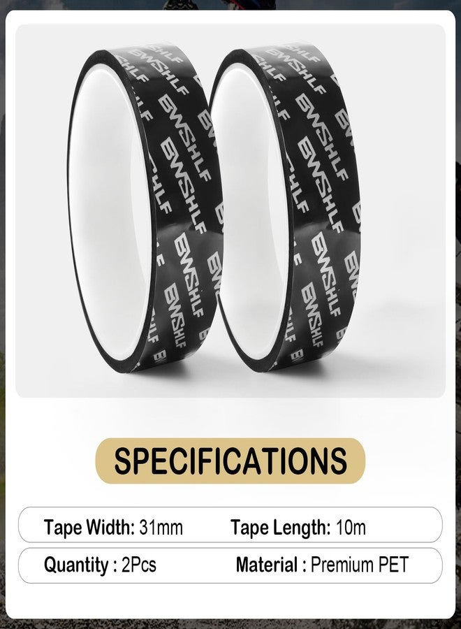 BWSHLF Tubeless Rim Tape 2 Rolls, 31mm x 10m, 19, 21, 23, 25, 27 and 29mm Options, Bike Rim Tape Strong Adhesion with 12pcs Seal Patches for Mountain and Road Bikes - Image 2