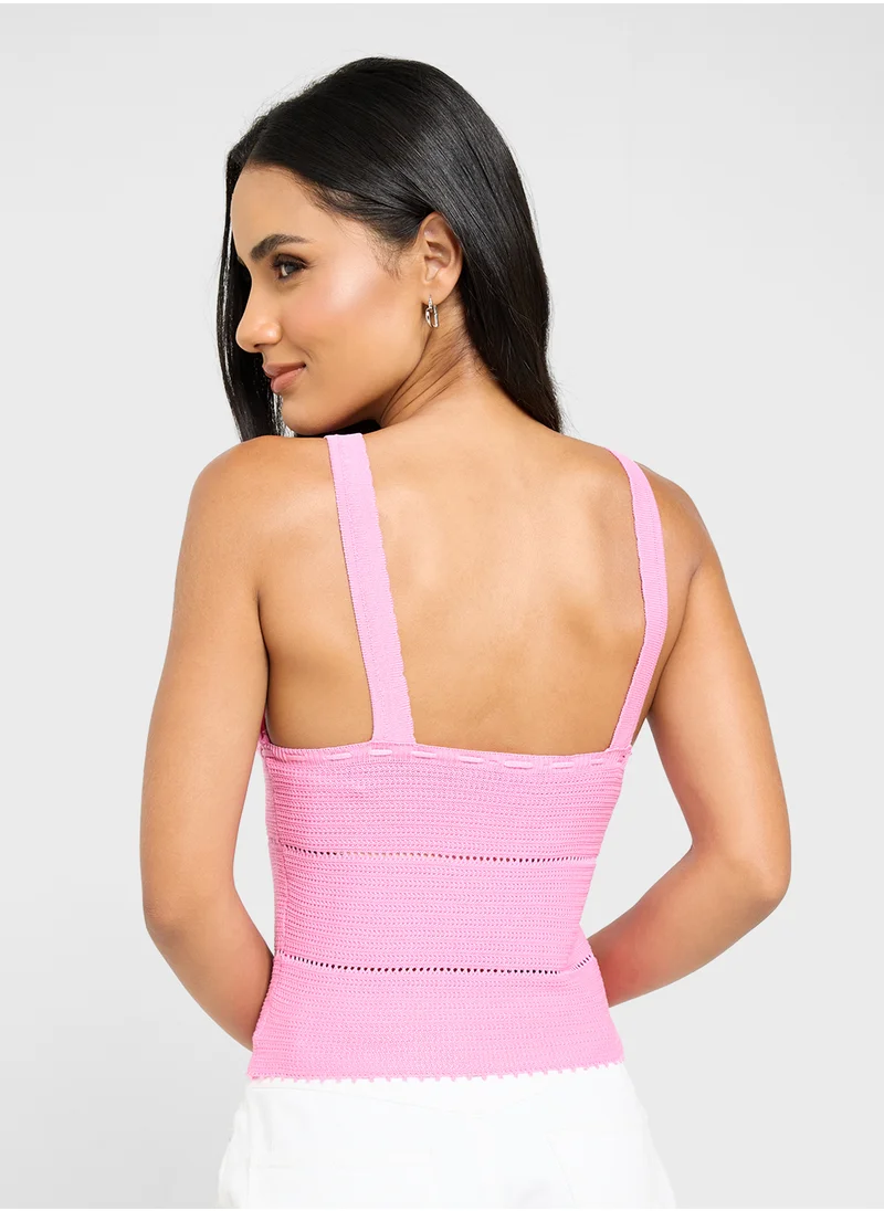 جينجر Knitted Crochet Tank Top