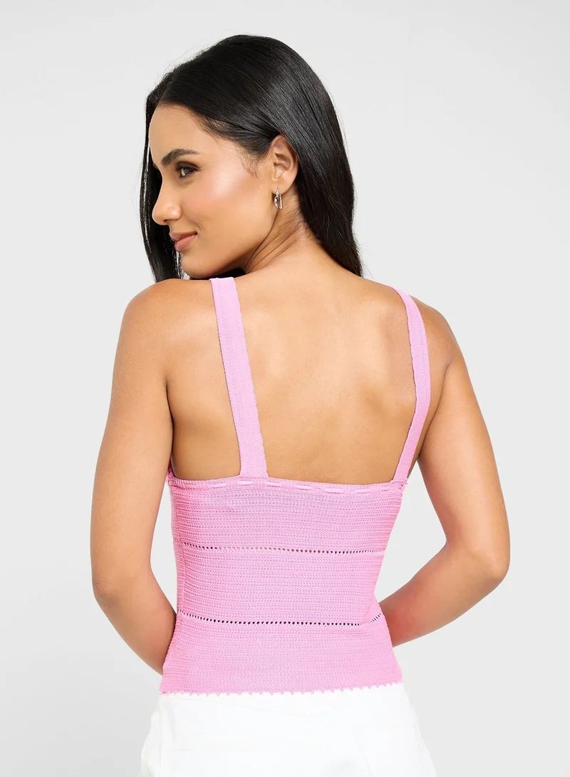 جينجر بلوزة كروشيه محبوكة