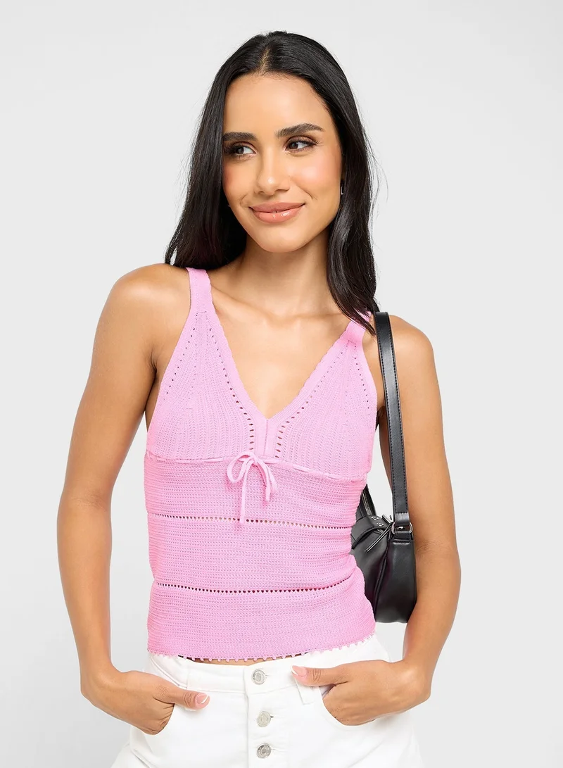 جينجر بلوزة كروشيه محبوكة