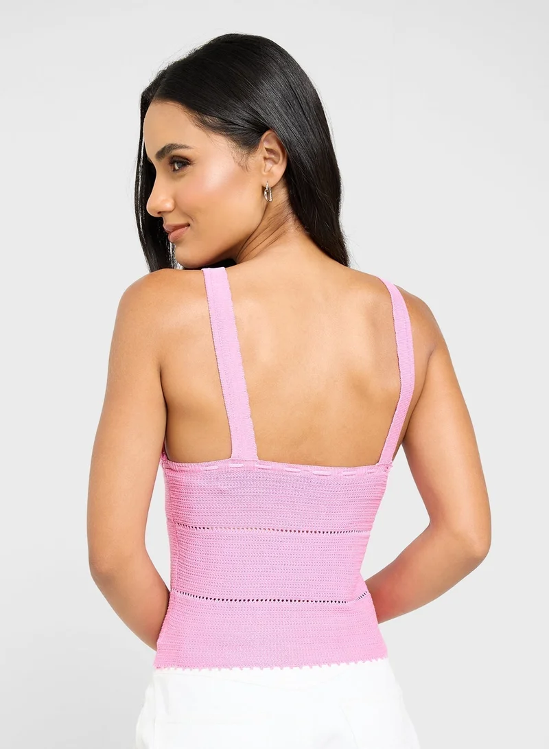 جينجر بلوزة كروشيه محبوكة