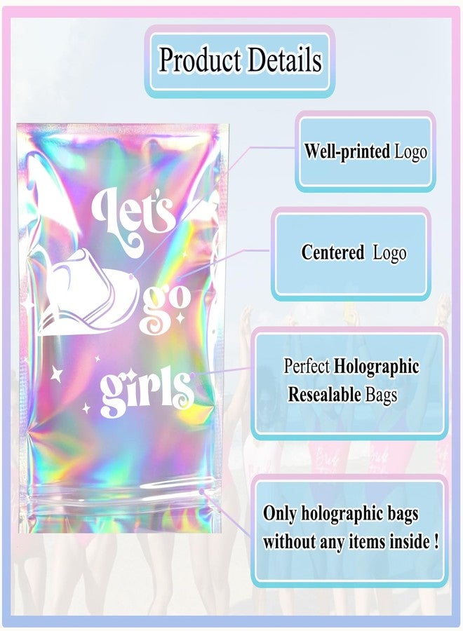 BUDICOOL 20 pcs Let's Go Girls Recovery Kit Bags—Pre-Printed Holographic Resealable Bags(Without Self-Care Kits),Ideal for Bachelorette Party Favors and Birthday Hangover Kits(5" x 7") - Image 2