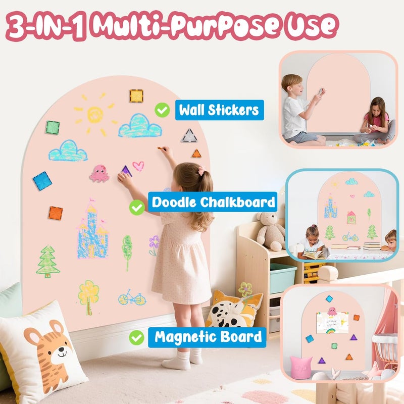 Easma Magnetic Wall Decal for Kids Playroom Arch Magnetic Chalkboard for Walls Magnetics Contact Paper Peel and Stick Self Adhesive Chalk Board Magnet Wall Sticker for Nursery Toddlers Classroom 31.5"x39.4" - Image 2