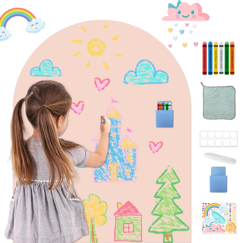 Easma Magnetic Wall Decal for Kids Playroom Arch Magnetic Chalkboard for Walls Magnetics Contact Paper Peel and Stick Self Adhesive Chalk Board Magnet Wall Sticker for Nursery Toddlers Classroom 31.5"x39.4" - Image 1