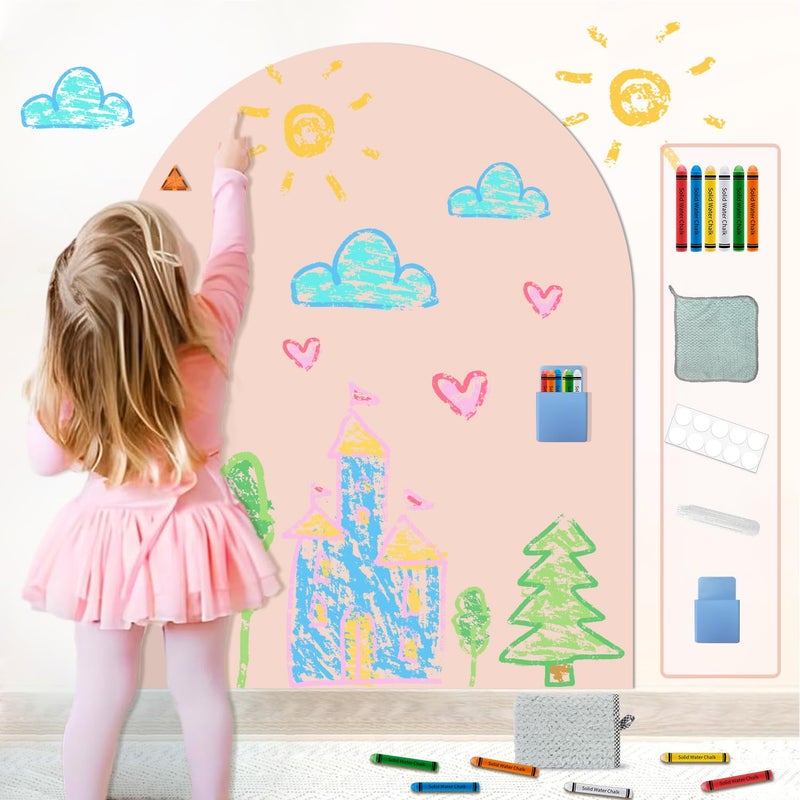 Easma Magnetic Wall Decal for Kids Playroom Arch Magnetic Chalkboard for Walls Magnetics Contact Paper Peel and Stick Self Adhesive Chalk Board Magnet Wall Sticker for Nursery Toddlers Classroom 31.5"x39.4" - Image 5