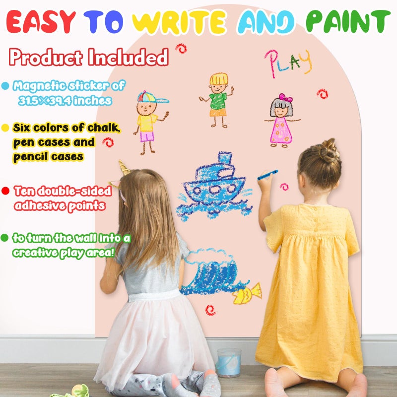 Easma Magnetic Wall Decal for Kids Playroom Arch Magnetic Chalkboard for Walls Magnetics Contact Paper Peel and Stick Self Adhesive Chalk Board Magnet Wall Sticker for Nursery Toddlers Classroom 31.5"x39.4" - Image 3