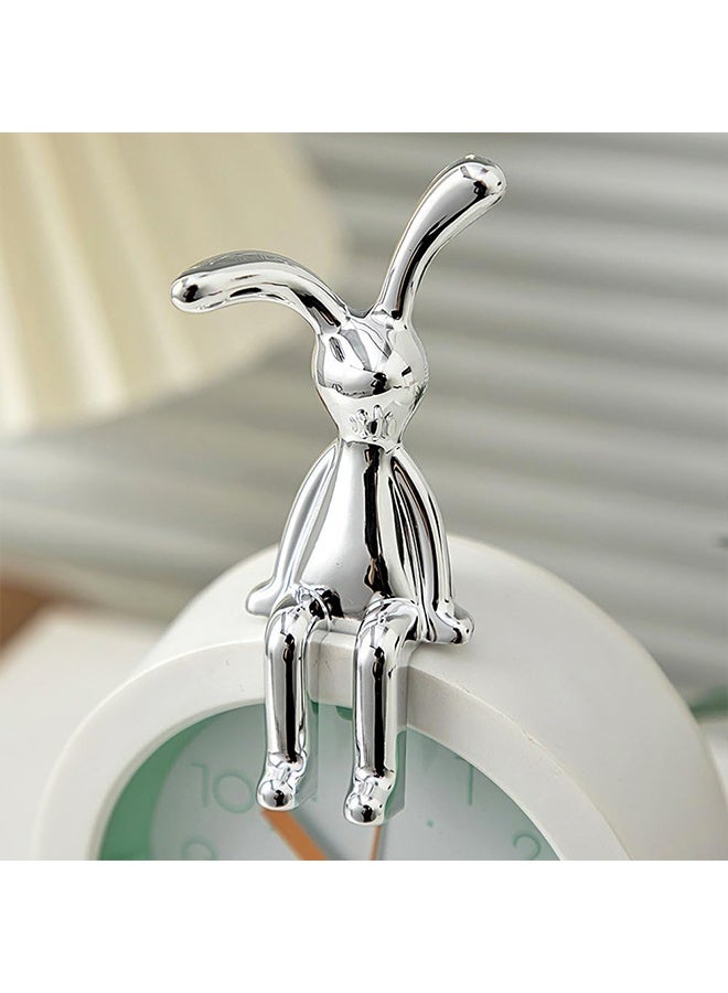 2 PCS Bunny Statue Home Decor White Gold Decorative Ornaments Easters Sculpture for Table Shelf Dinner Living Room Office Modern Style Trendy Car Decor Birthday Gifts for Women Men - Image 2