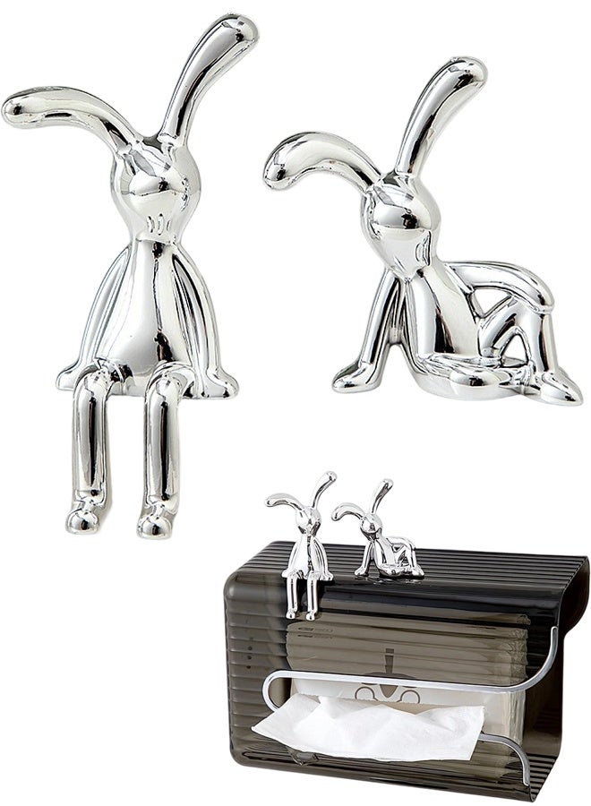 2 PCS Bunny Statue Home Decor White Gold Decorative Ornaments Easters Sculpture for Table Shelf Dinner Living Room Office Modern Style Trendy Car Decor Birthday Gifts for Women Men - Image 1
