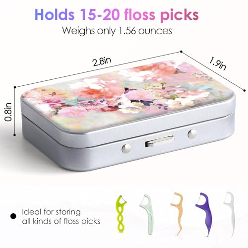 Gerkia Dental Floss Portable Case, Easy to Store Floss Picks of Various Sizes, Portable Dental Floss Dispenser is Perfect for Travelling, Hotels, Dinners, Appointments.Pink Flower - Image 2