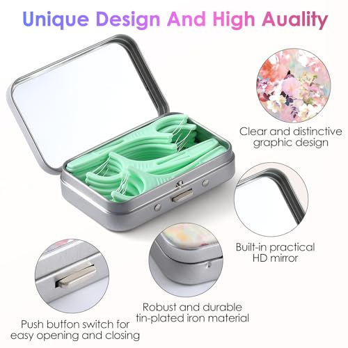 Gerkia Dental Floss Portable Case, Easy to Store Floss Picks of Various Sizes, Portable Dental Floss Dispenser is Perfect for Travelling, Hotels, Dinners, Appointments.Pink Flower - Image 3