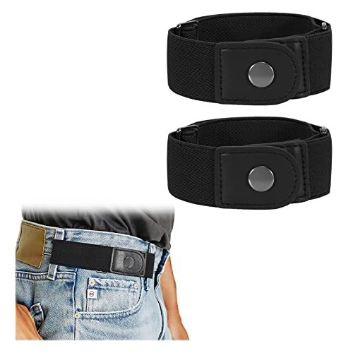 WERFORU Men 2 Loop No Buckle Elastic Belt for Women Men side belts, Fit 1.5 Inch Belt Loop - Image 1