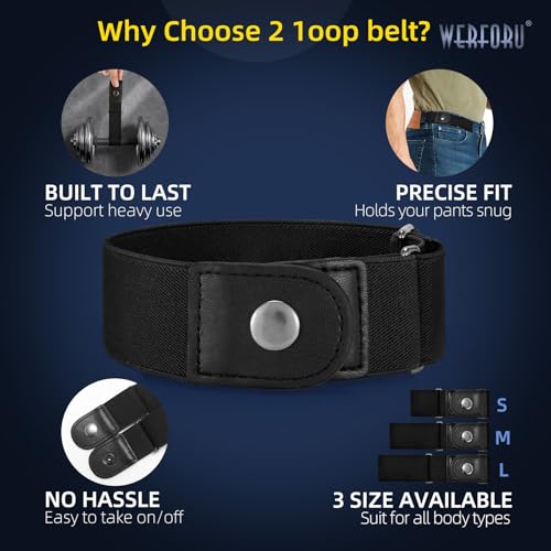 WERFORU Men 2 Loop No Buckle Elastic Belt for Women Men side belts, Fit 1.5 Inch Belt Loop - Image 4