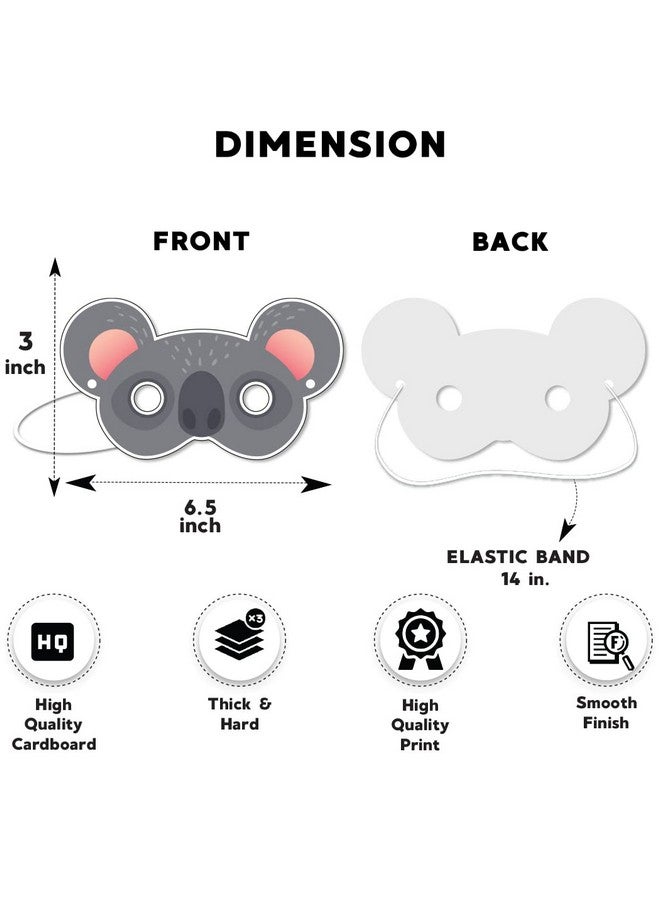 Festiko® Koala Theme Face Masks (12 Pcs), Koala Theme Party Supplies, Return Gifts for Kids, Koala Theme Party Items,Face Masks for Kids - Image 3