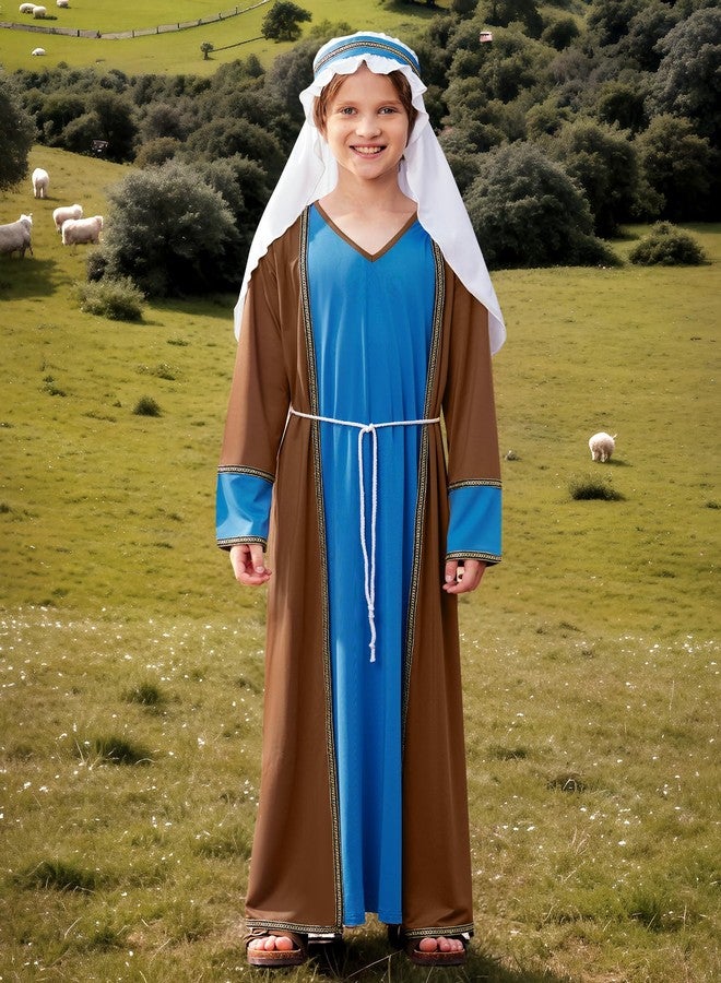 BesserBay Christmas Big Boys Shepherd Elder Joseph Party Outfit Nativity Gown with White Headpiece 11-12 Years - Image 4