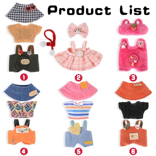 ibayda Total 6 Sets Various Style Cute Doll Clothes Accessories for 17cm Dolls Soft Stylish Costume Accessories Doll Not Icluded - Image 5
