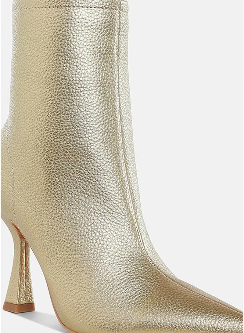 London Rag gold London Rag Women's Metallic Pointed Toe Ankle Boots in Gold for Women | Best Price UAE
