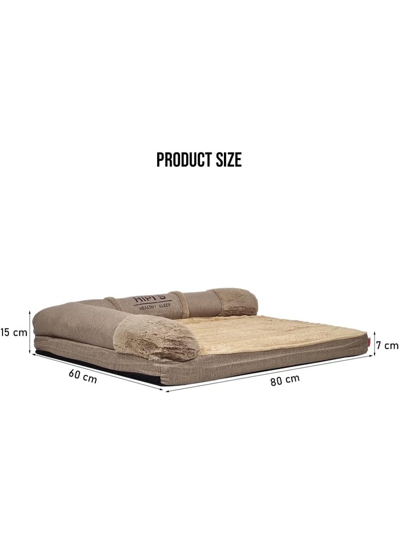 أن ان سي بيتس سرير للكلاب | وسادة للحيوانات الأليفة | وسادة أريكة للكلاب من إسفنج ميموري فوم | سرير كبير للحيوانات الأليفة مع وسائد للكلاب الكبيرة | غطاء قابل للإزالة والغسل | قاعدة مانعة للانزلاق، 80 سم (بني) - Image 2