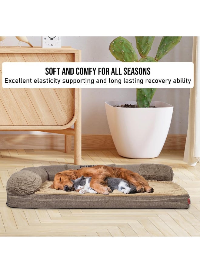 أن ان سي بيتس سرير للكلاب | وسادة للحيوانات الأليفة | وسادة أريكة للكلاب من إسفنج ميموري فوم | سرير كبير للحيوانات الأليفة مع وسائد للكلاب الكبيرة | غطاء قابل للإزالة والغسل | قاعدة مانعة للانزلاق، 80 سم (بني) - Image 5