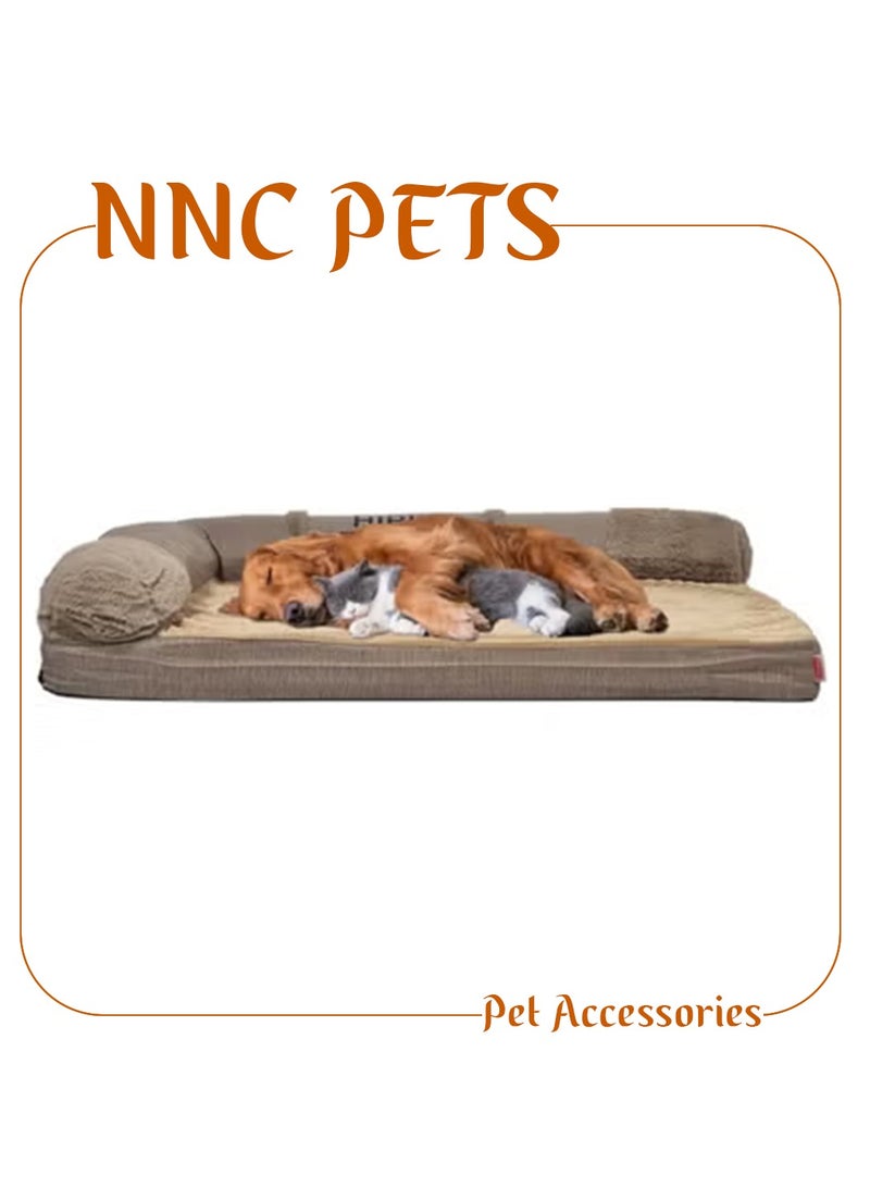 أن ان سي بيتس سرير للكلاب | وسادة للحيوانات الأليفة | وسادة أريكة للكلاب من إسفنج ميموري فوم | سرير كبير للحيوانات الأليفة مع وسائد للكلاب الكبيرة | غطاء قابل للإزالة والغسل | قاعدة مانعة للانزلاق، 80 سم (بني) - Image 1