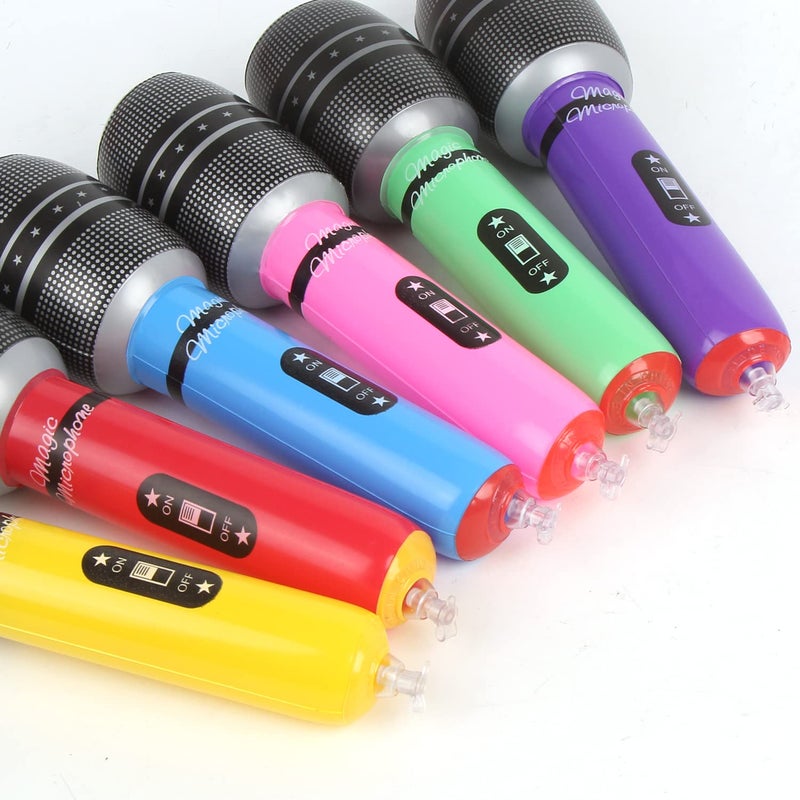 CCINEE 12 Pack Inflatable Microphones, 9.4 Inch Giant Blow Up Microphone Inflatable Microphone Props for 80s 90s Musical Concert Themed Party Favors(Ramdon Colors) - Image 4
