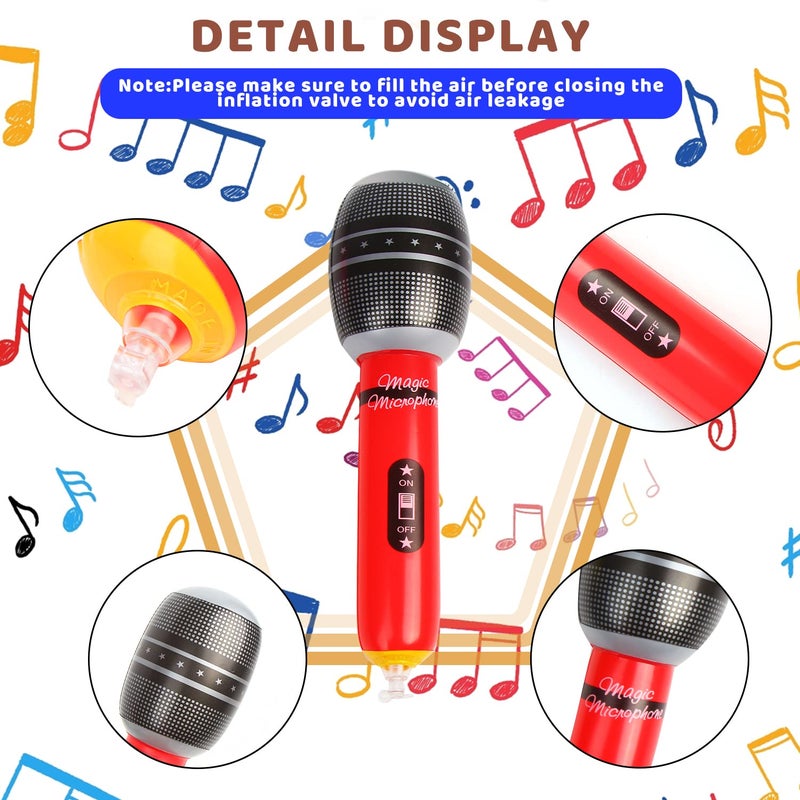 CCINEE 12 Pack Inflatable Microphones, 9.4 Inch Giant Blow Up Microphone Inflatable Microphone Props for 80s 90s Musical Concert Themed Party Favors(Ramdon Colors) - Image 3