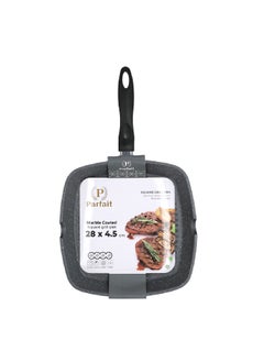 PARFAIT Marble Coated Square Non-Stick Grill Pan Dark Grey And Black 28 X 4.5 Cm Xb-40828  - Image 1