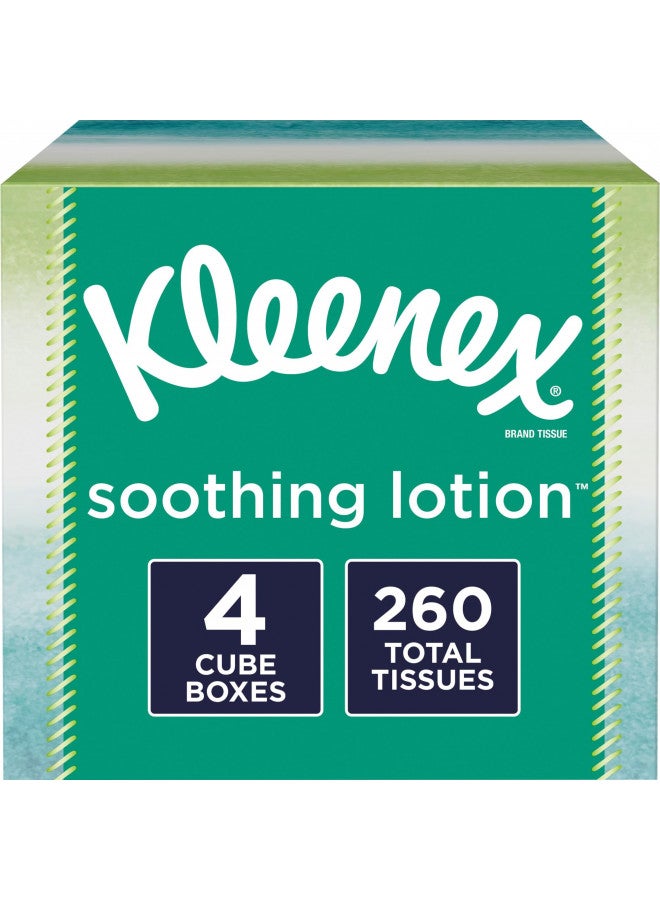 Kleenex Kleenex Soothing Lotion Facial Tissues with Coconut Oil, Aloe & Vitamin E, 4 Cube Boxes, 65 Tissues Per Box (260 Total Tissues) - Image 1
