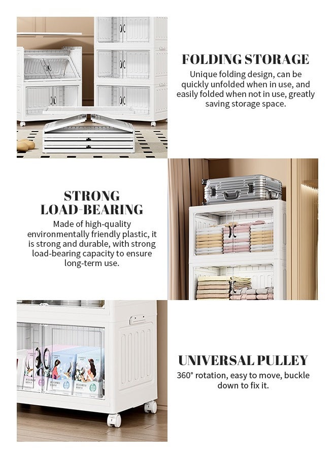 5-Layer Storage Cabinet, Kitchen Collapsible Cabinet, Magnetic Door and Removable Wheels, Easy to Install and Use