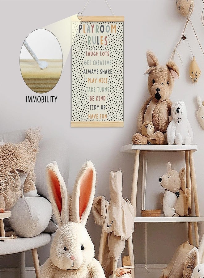 foedor Playroom Sign Kids Playroom Rainbow Spot Poster Hanger Frame,Kids Playroom Wall Decor,Canvas Hanging Banner Wall Sign for Kids Room Playroom Nursery Home school,12x16 Inch - Image 5