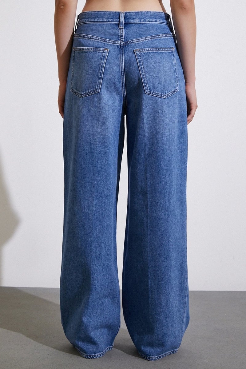Never More High Waist Baggy Jeans Blue - Image 2