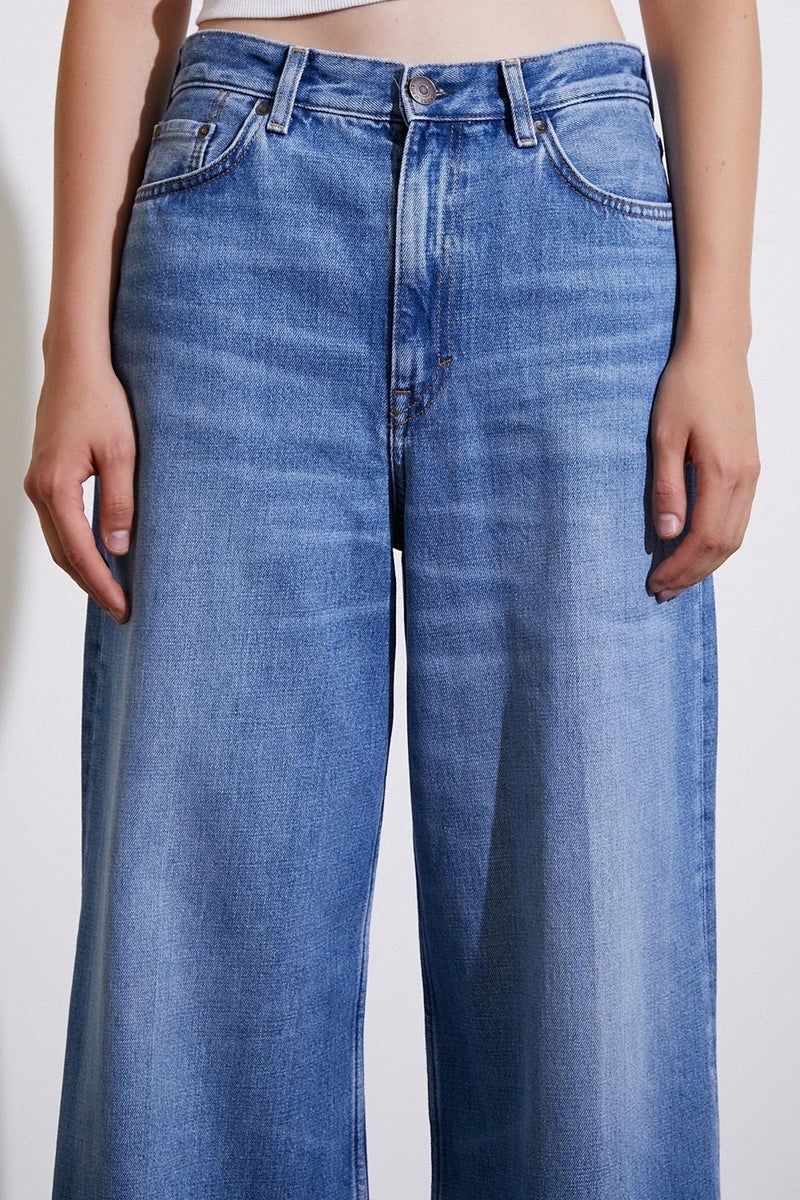 Never More High Waist Baggy Jeans Blue - Image 5