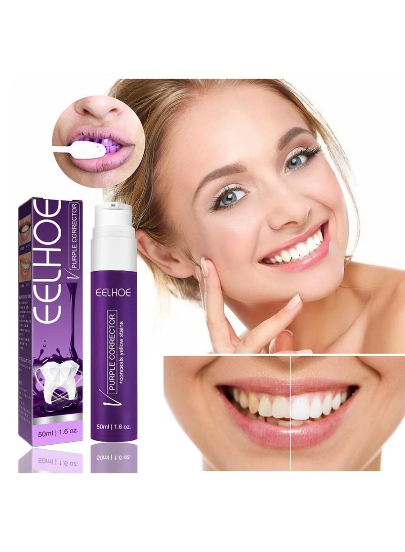 EELHOE Toothpaste for teeth whitening purple toothpaste 50ml color corrector correct yellow toothpaste for stain - Image 3