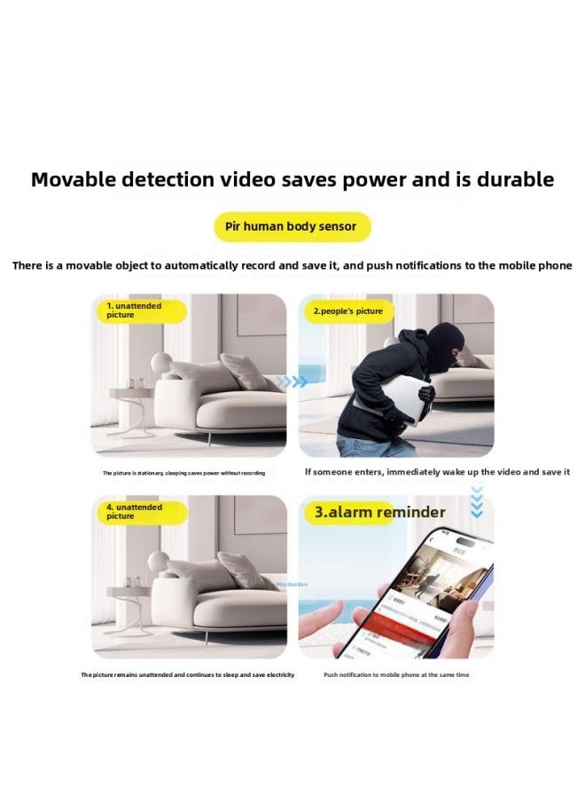 Generic - Ultra-clear HD Camera Wireless Monitoring Plug-in-free Home Network Indoor And Outdoor Video Mobile Phone Remote Night Vision-Color:15-day All-day Loop Recording—wifi Intercom Version With Long Battery Life: Super Battery Life + Humanoid Detection + Remote Playback + Voice Intercom—4mp - Image 1