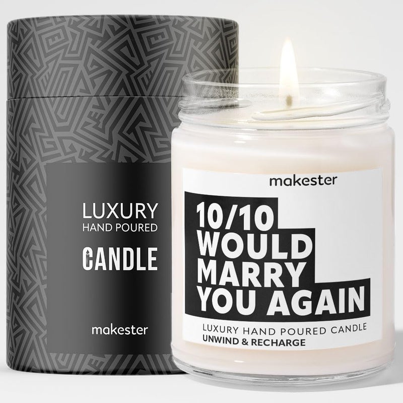 Funny Anniversary Candle Gifts  Luxury Soy Wax  Vanilla Jasmine Sugared Almond  Makester