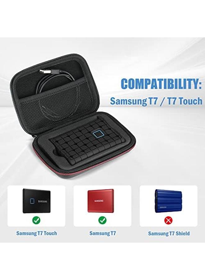 Procases Samsung T7 T7 Touch Portable Ssd Carrying Case With Silicone Cover Hard Eva Shockproof Storage Travel Organizer For Samsung T7 Touch Portable 500Gb 1Tb 2Tb Usb Solid State Drives Black - Image 2