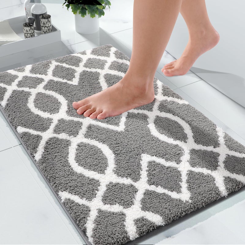 Yimobra Yimobra Bathroom Rugs 24 x 17 Inch Super Soft Thick Plush Bath Mat NonSlip Water Absorbent Easier to Dry MachineWashable Microfiber Floor Carpet for Bathtub Shower Grey