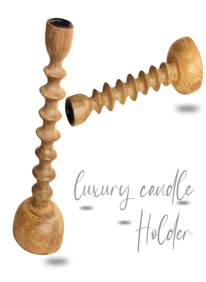Pure Source India Handmade Wooden Candle Stand, Candle Holder for Home Decor/Church/Party and Wedding (Natural 23.5CM) - Image 2