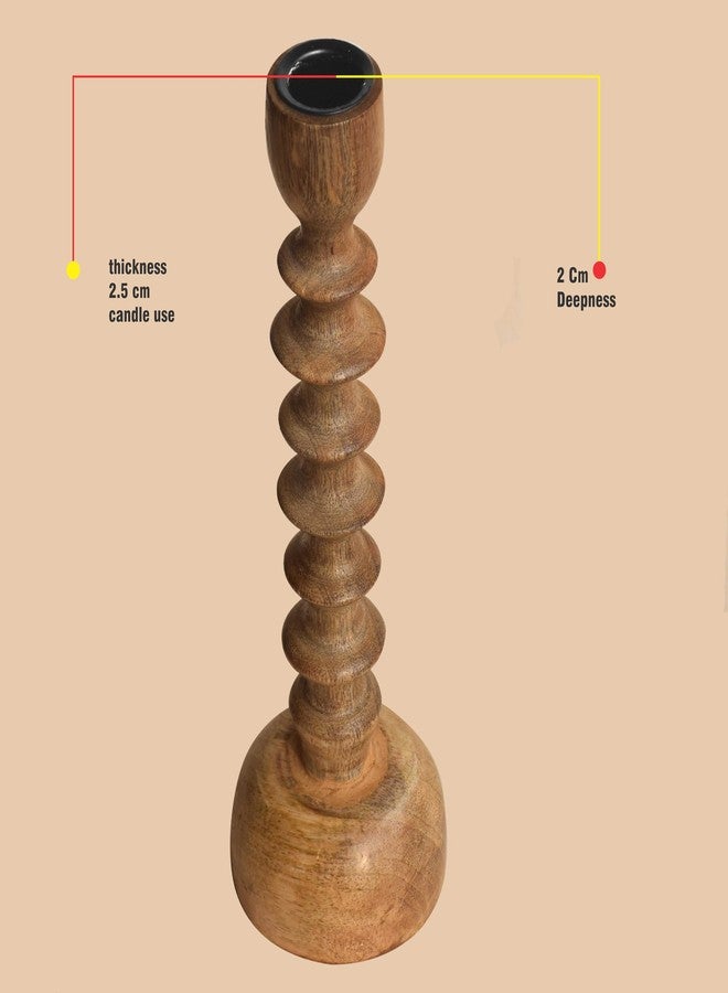 Pure Source India Handmade Wooden Candle Stand, Candle Holder for Home Decor/Church/Party and Wedding (Natural 23.5CM) - Image 4