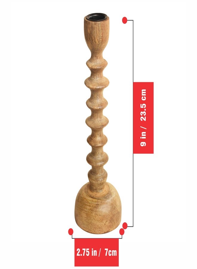 Pure Source India Handmade Wooden Candle Stand, Candle Holder for Home Decor/Church/Party and Wedding (Natural 23.5CM) - Image 3