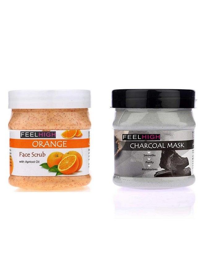 Feelhigh Face and Body Orange Scrub500ml and Face MAsk500ml - Skin care products (OrngeScrbAndCharcoalmask)
