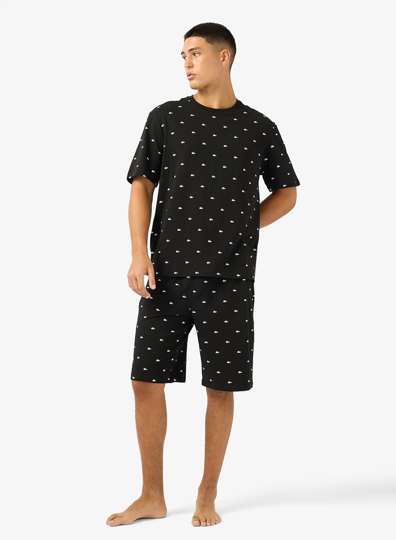 لاكوست طقم تي شيرت وشورت بطبعة أساسية - Image 5