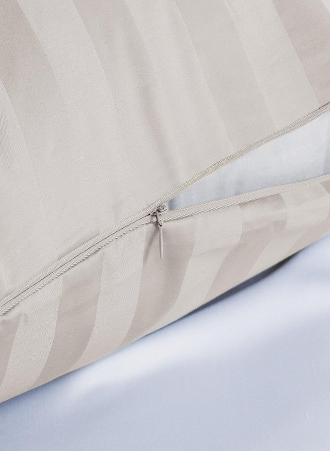 Shunjie.Home طقم واقيات وسائد من القطن المصري 100%، مكون من قطعتين، 600 خيط، أغطية وسائد للسرير مع سحاب، أغطية وسائد منسوجة من الساتان، باردة، هادئة وجيدة التهوية، سهلة العناية (قطعتان، مقاس كينج، مخطط بيج فاتح) - Image 4