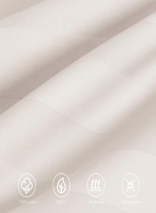 Shunjie.Home طقم واقيات وسائد من القطن المصري 100%، مكون من قطعتين، 600 خيط، أغطية وسائد للسرير مع سحاب، أغطية وسائد منسوجة من الساتان، باردة، هادئة وجيدة التهوية، سهلة العناية (قطعتان، مقاس كينج، مخطط بيج فاتح) - Image 3