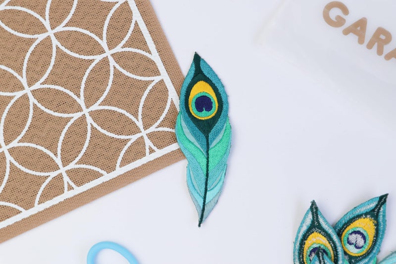 GARAAN - Machine Embroidered Applique, Embroidery Patch, Sew on Patches, DIY Projects, Peacock Feather (Pack of 6) - Image 4